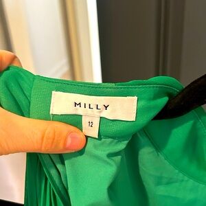 Milly pleated Midi Emerald Dress